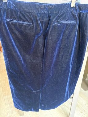 Yves Saint Laurent Navy Velvet Pencil Skirt